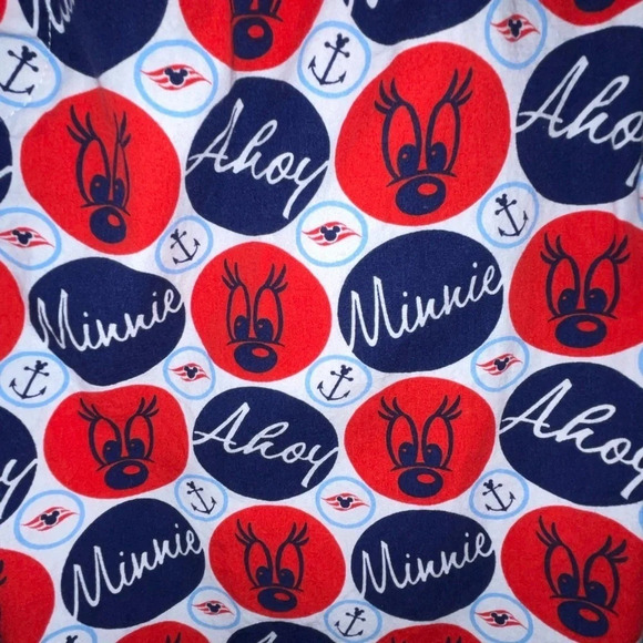 Disney Cruise Line Red White Blue Minnie Mouse Pajama Lounge Pants US Size Small - Picture 2 of 7